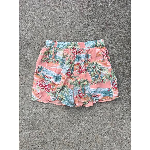 American Eagle Hawaiian Pattern Elastic Waist Lined Printed Shorts Size Small - Picture 6 of 6
